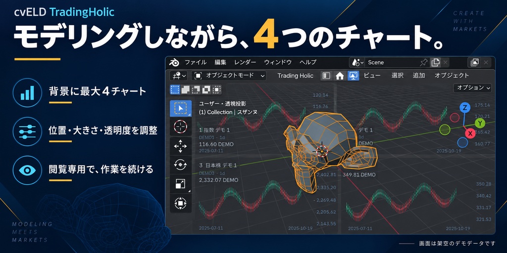 cvELD TradingHolic 「Blenderのビューポート上で株価を見よう!」