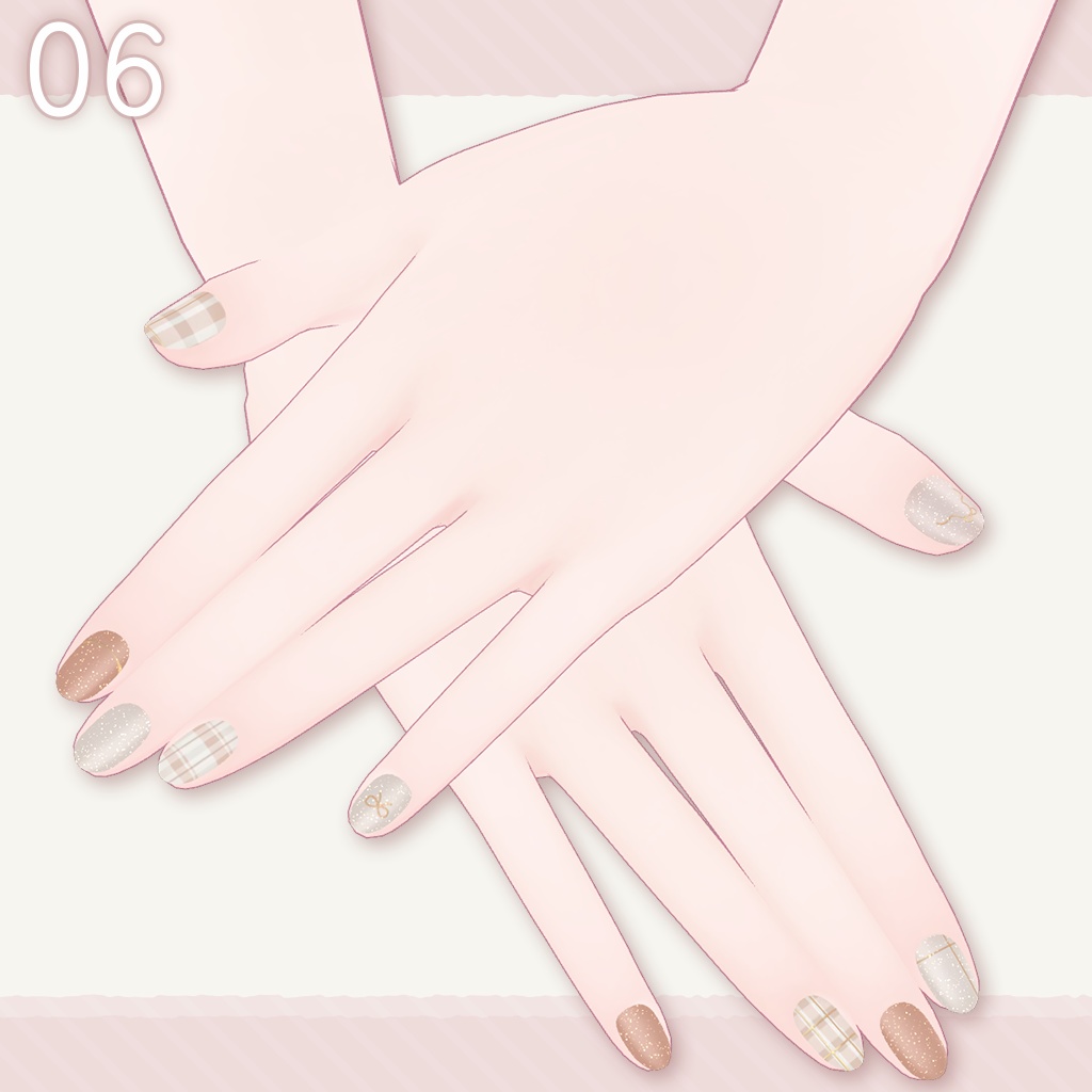 🩷Eku/Milfy用🩵RibbonCheckered🎀 【💅Nail texture 】