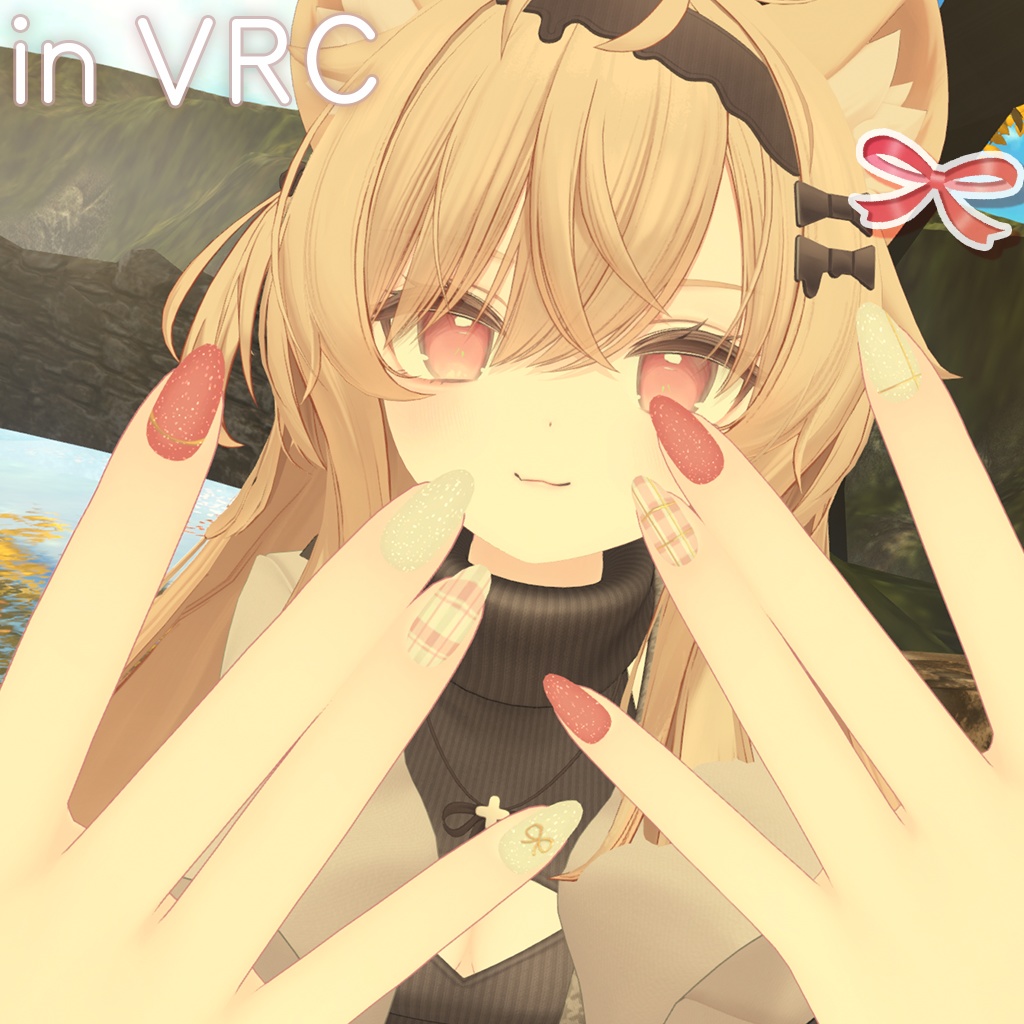 🩷Eku/Milfy用🩵RibbonCheckered🎀 【💅Nail texture 】