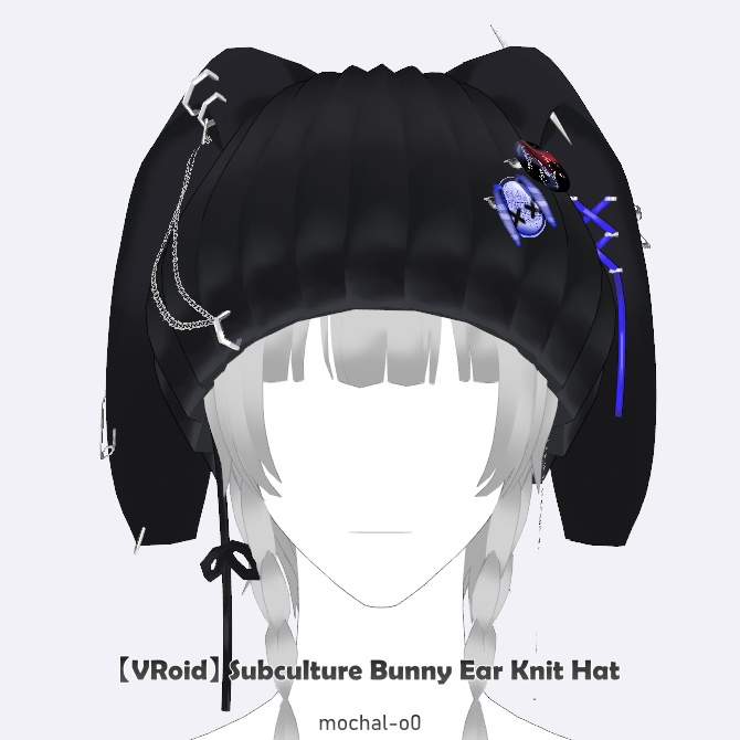 【VRoid】サブカルうさ耳ニット帽 ヘアプリセット - Subculture Bunny Ear Knit Hat / Hair Preset
