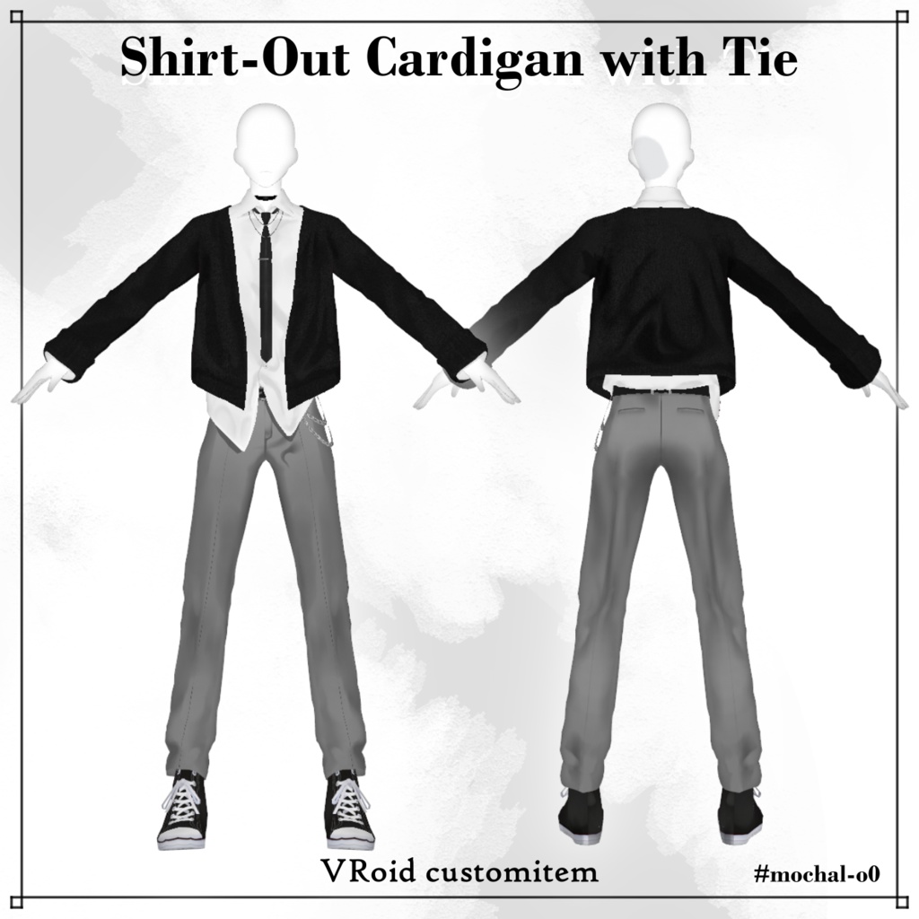 【VRoid衣装】シャツ出しネクタイカーディガン - Shirt-Out Cardigan with Tie
