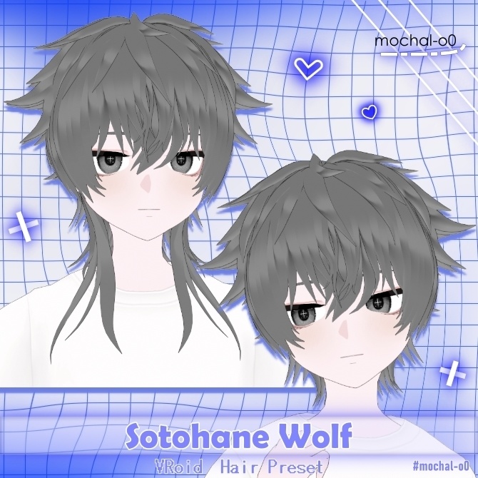 【VRoid】外ハネウルフ ヘアプリセット - Sotohane Wolf Hair Preset