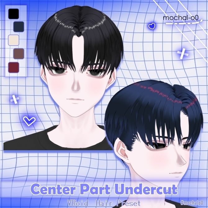 【VRoid】刈り上げセンターパート ヘアプリセット - Center Part Undercut Hair Preset