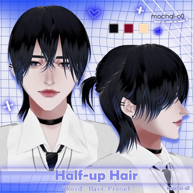 【VRoid】ハーフアップ ヘアプリセット - Half-up Hair Preset