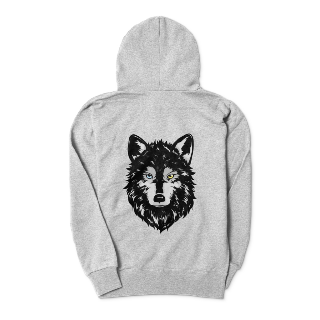 狼 パーカー(グレー)