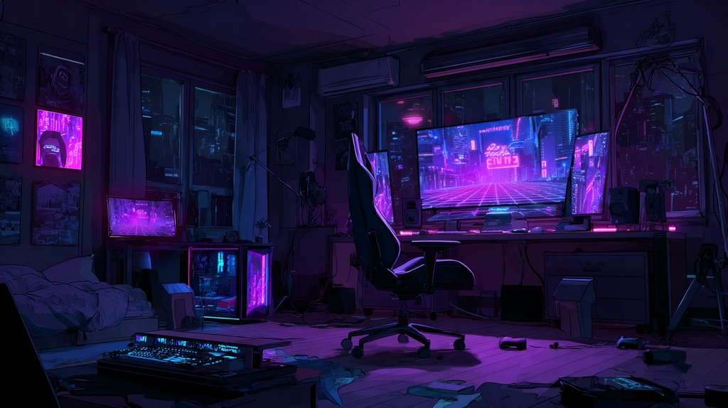サイバーパンク×クールなゲーム部屋🎮