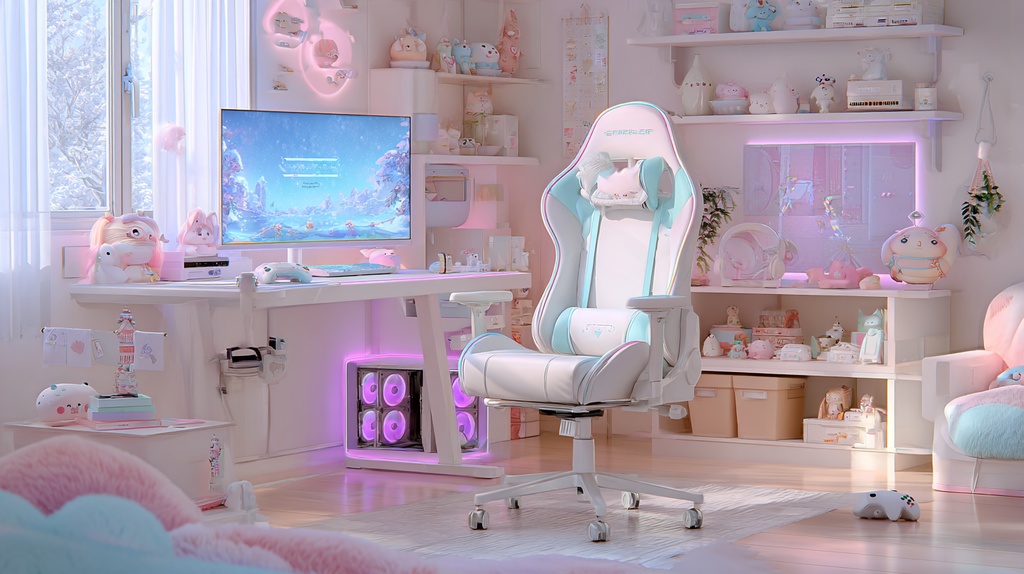 白×水色モチーフのゲーム部屋💙