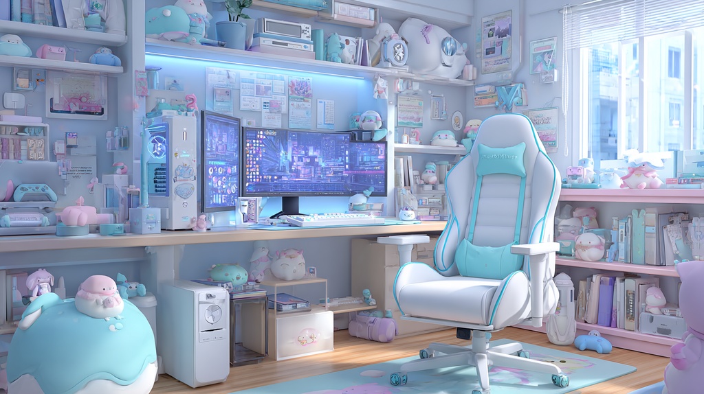 白×水色モチーフのゲーム部屋💙