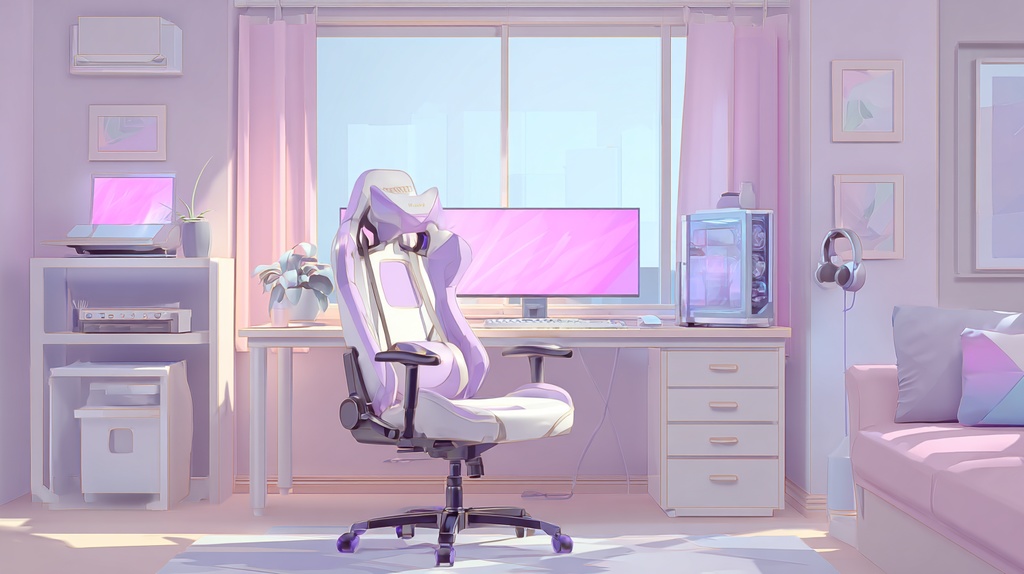 白×パープルモチーフのかわいいゲーム部屋🍇