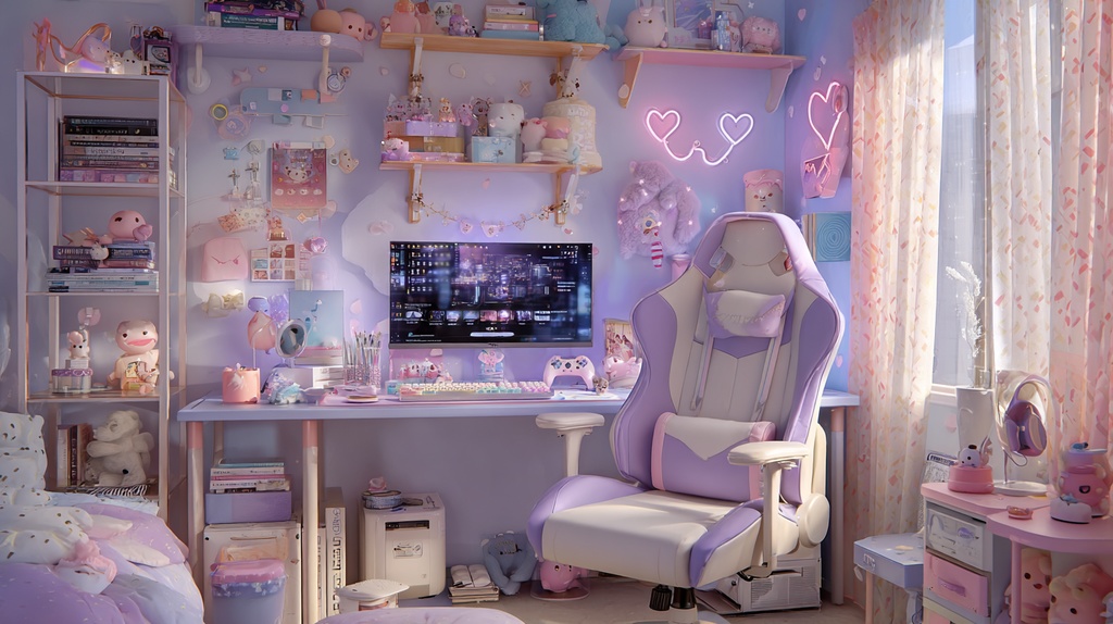 白×パープルモチーフのかわいいゲーム部屋🍇