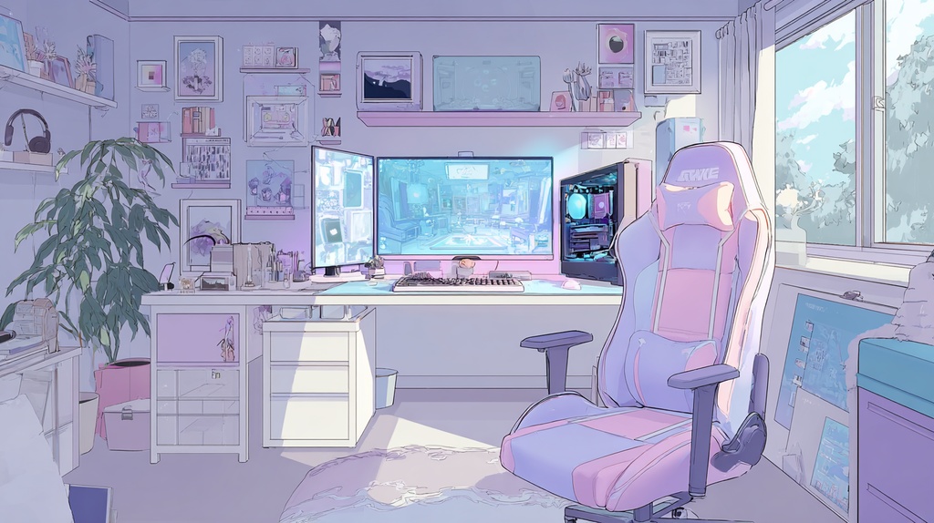 白×パープルモチーフのかわいいゲーム部屋🍇