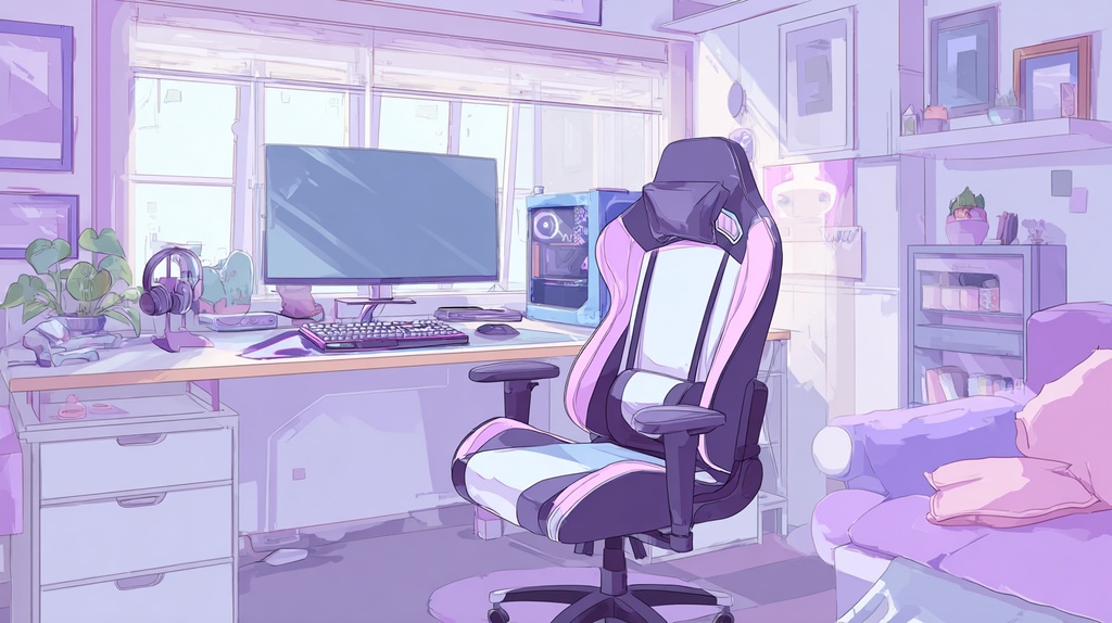 白×パープルモチーフのかわいいゲーム部屋🍇