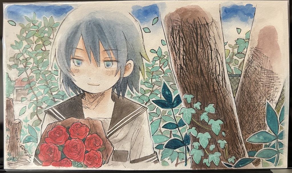【原画】花束をもらったら