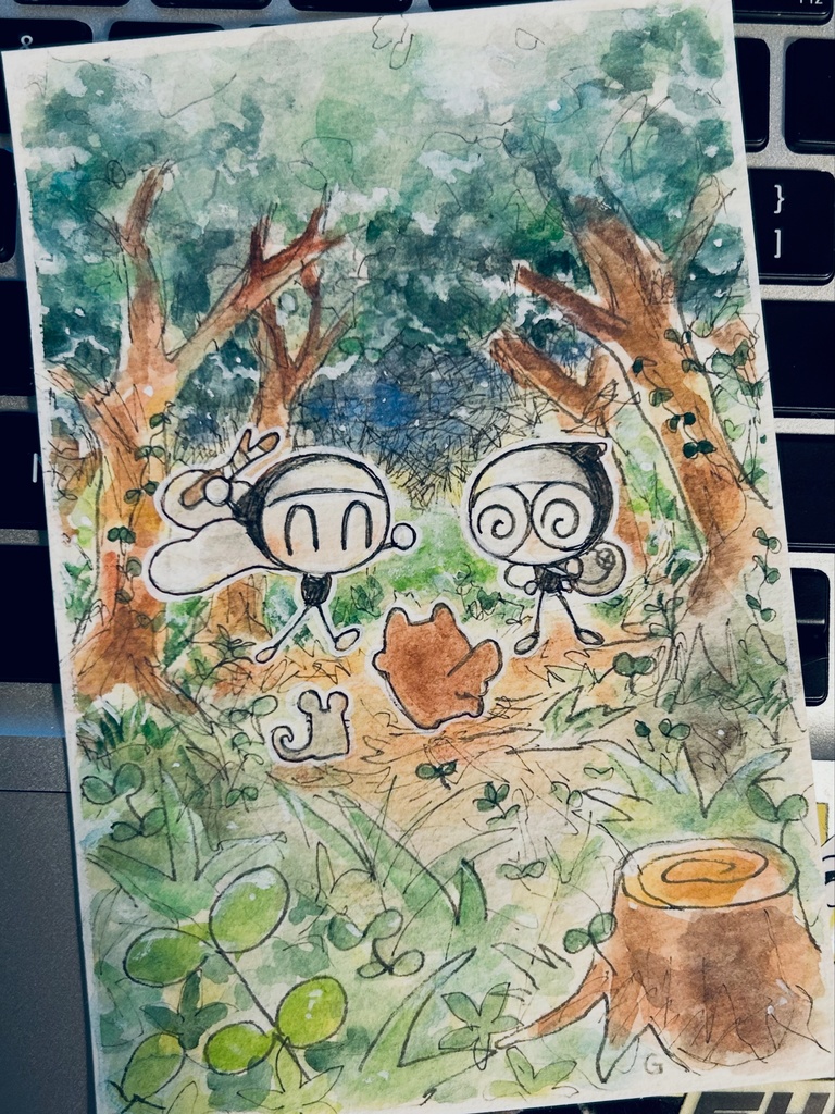 【原画】おにまるとさじくん 夜の森