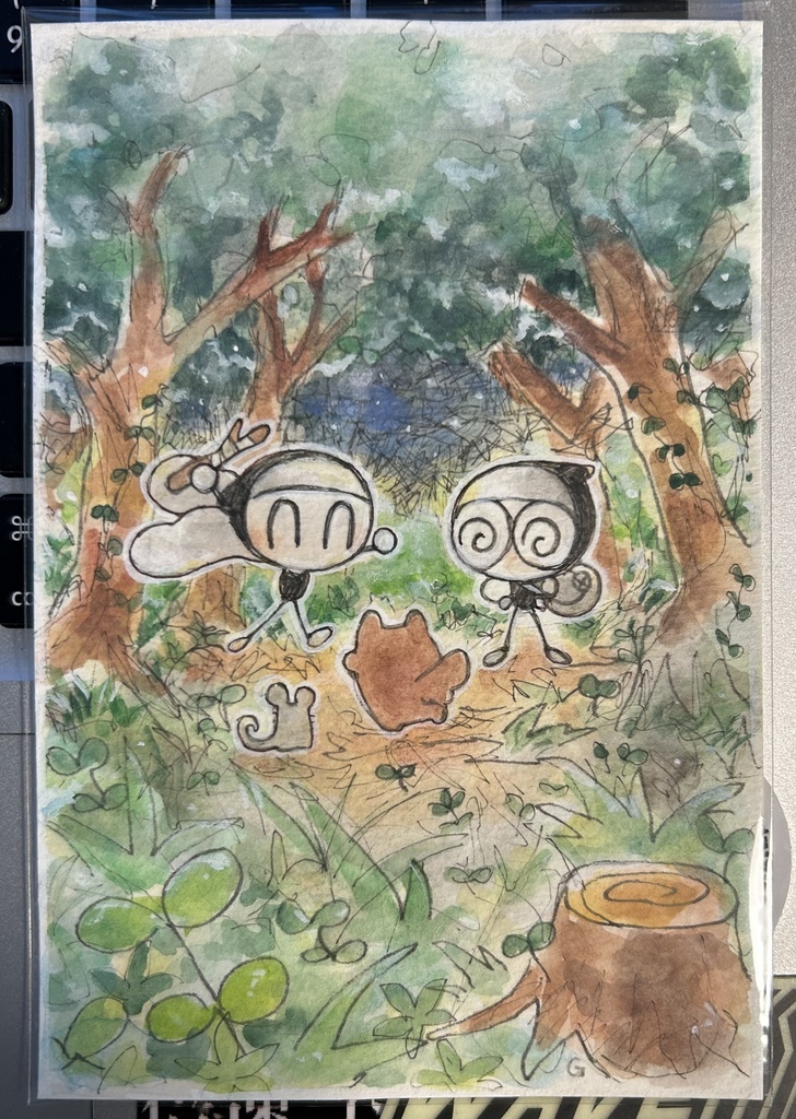 【原画】おにまるとさじくん　夜の森