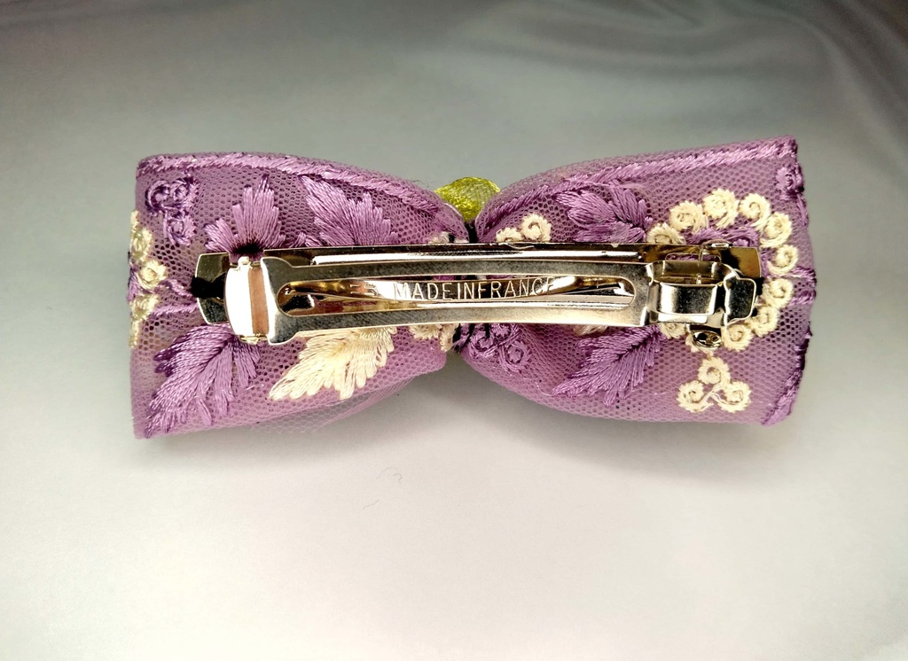 イメージインド刺繍リボンバレッタ《ココナッツミルク色の真珠》