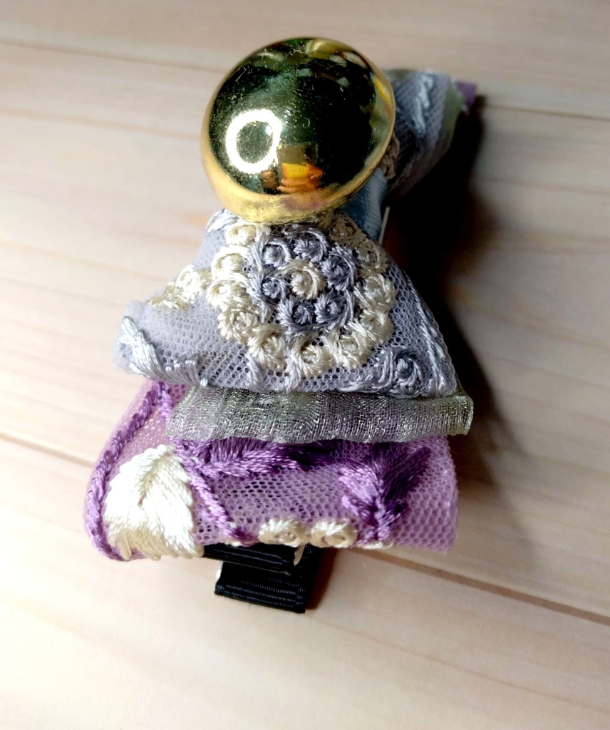 インド刺繍リボンヘアクリップ《高嶺のオアシス》