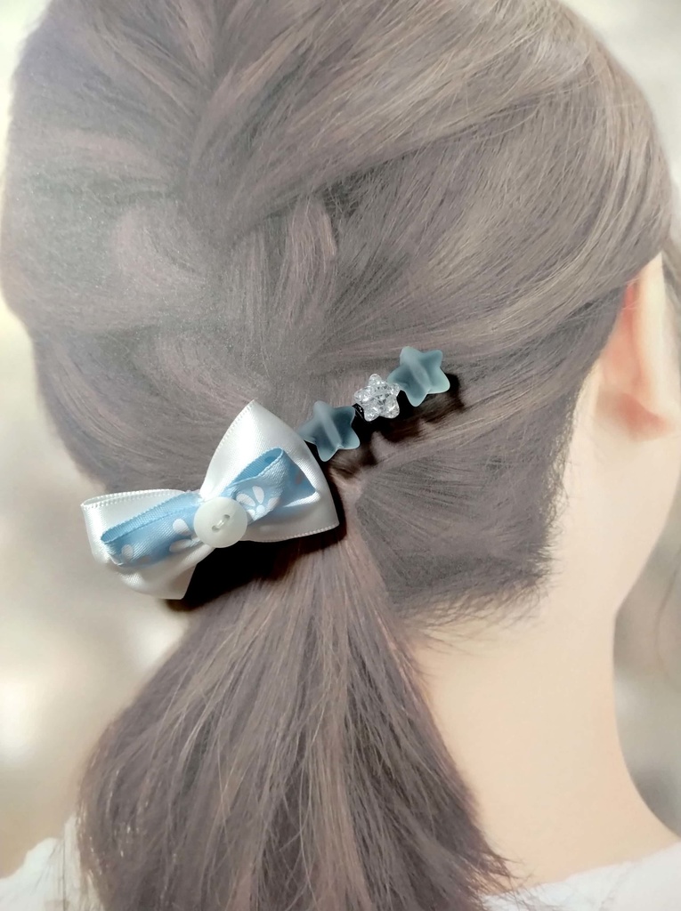 リボンヘアクリップ《空への小旅行》