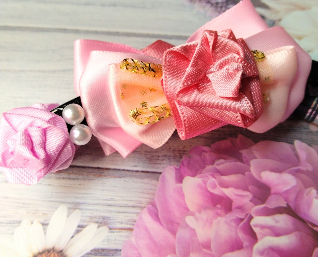 リボンバナナクリップ《マドモアゼル・ロゼ》