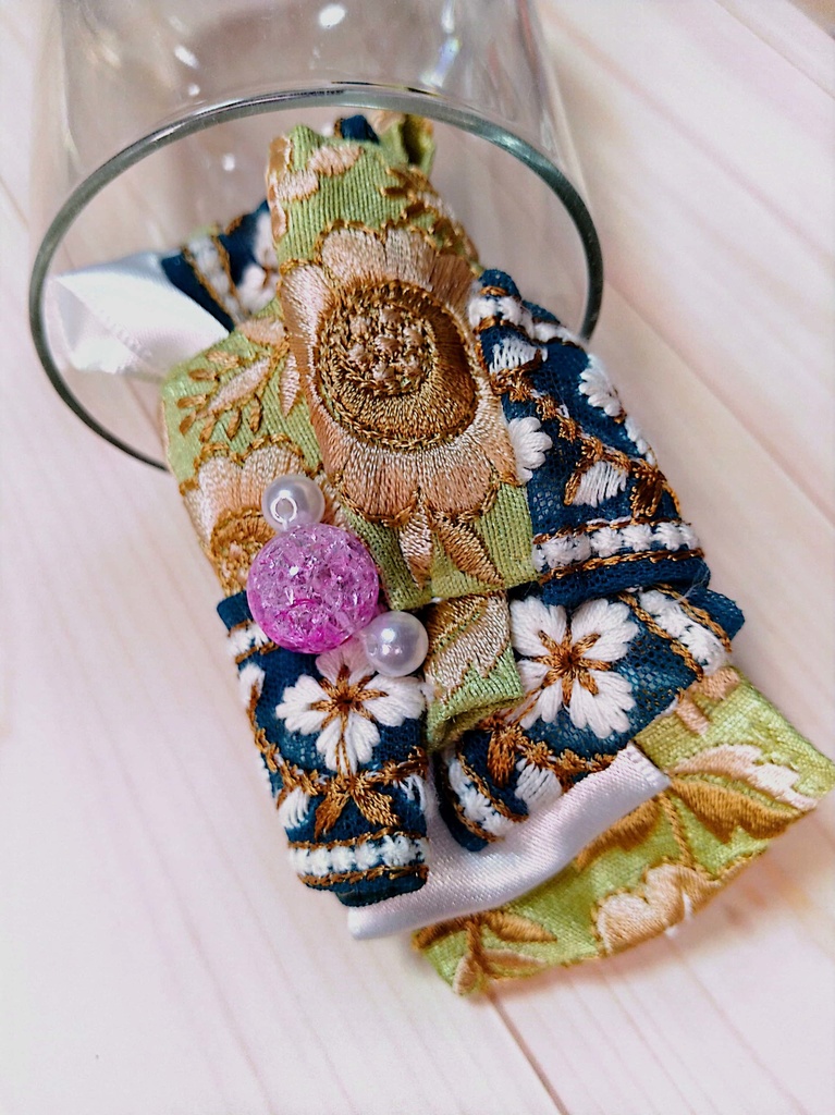 インド刺繍リボンバレッタ《思い出の純喫茶》