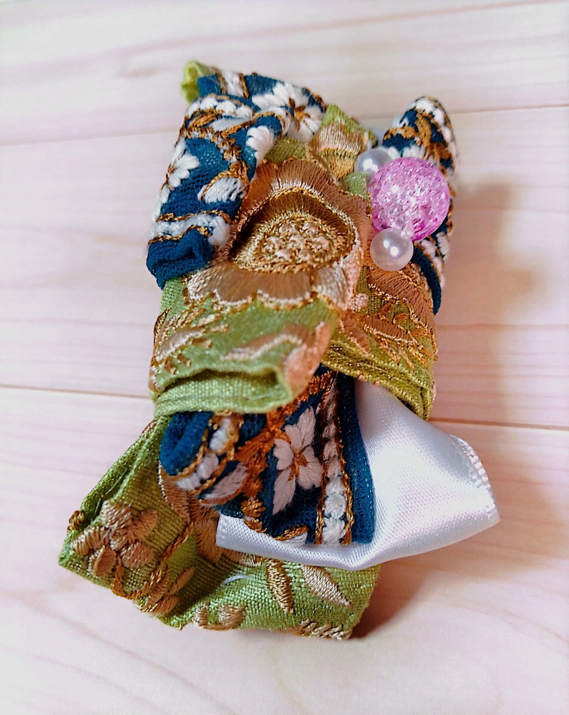 インド刺繍リボンバレッタ《思い出の純喫茶》