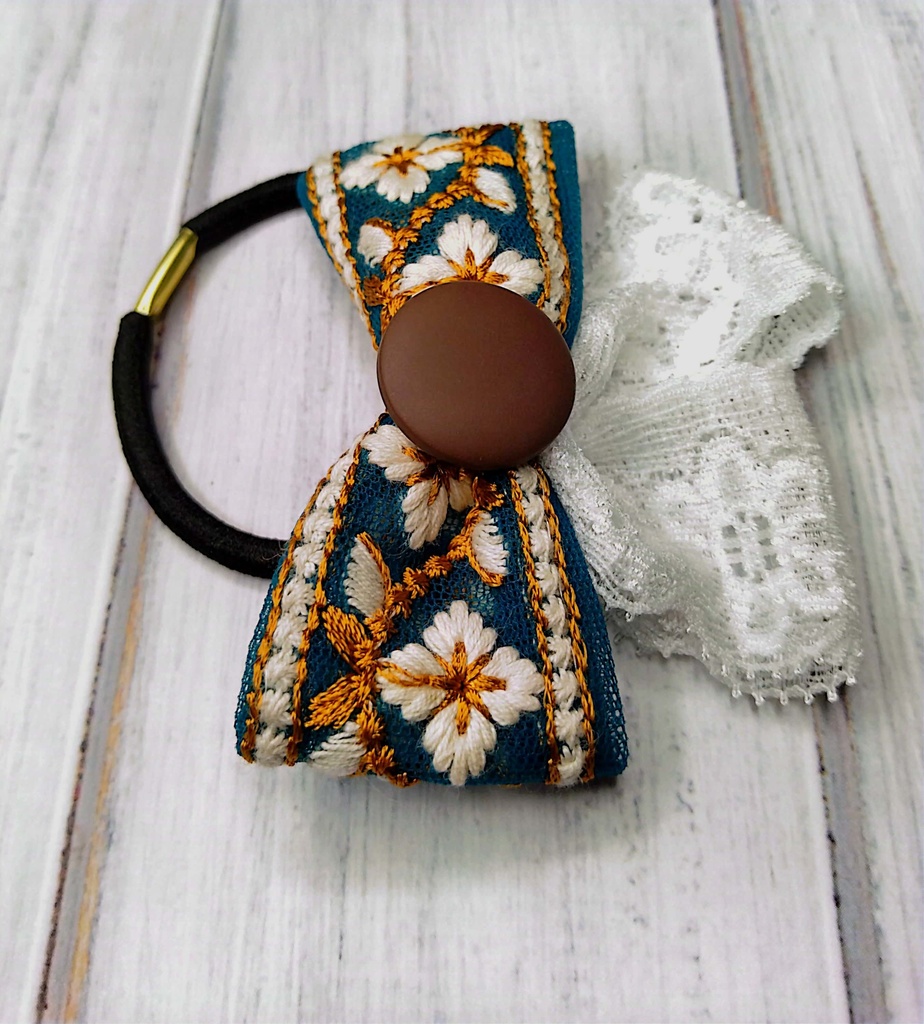 インド刺繍リボンヘアゴム《5月の風》