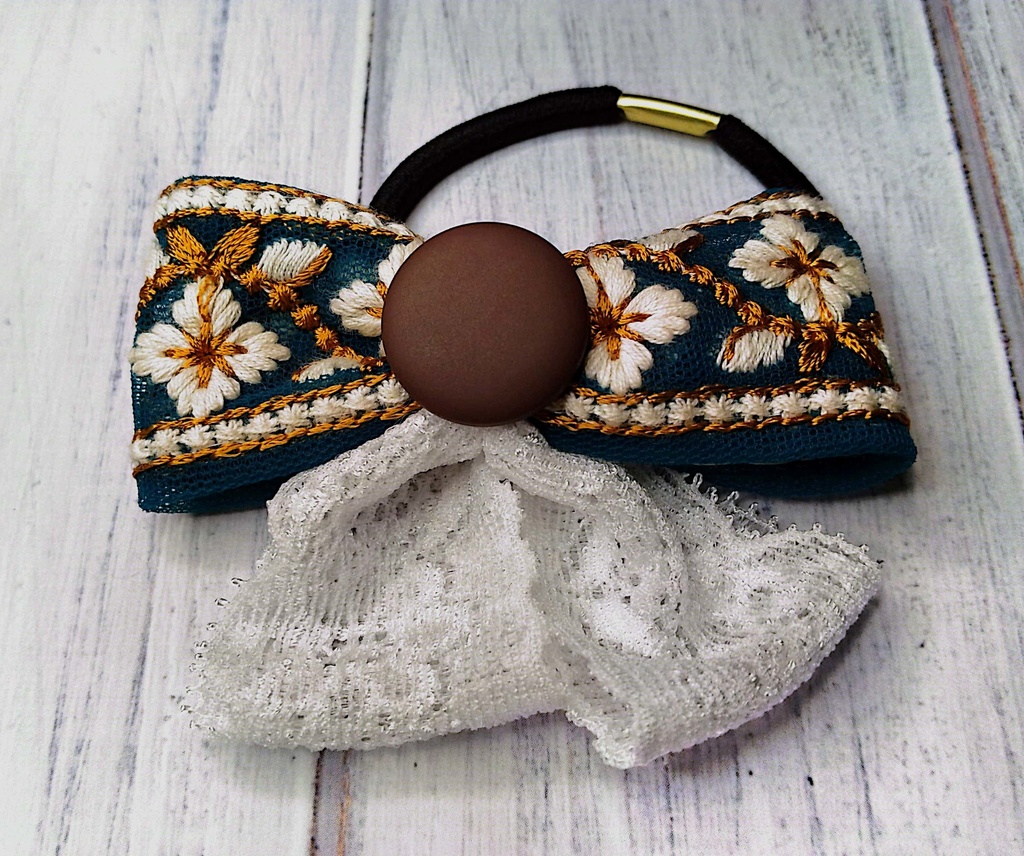 インド刺繍リボンヘアゴム《5月の風》