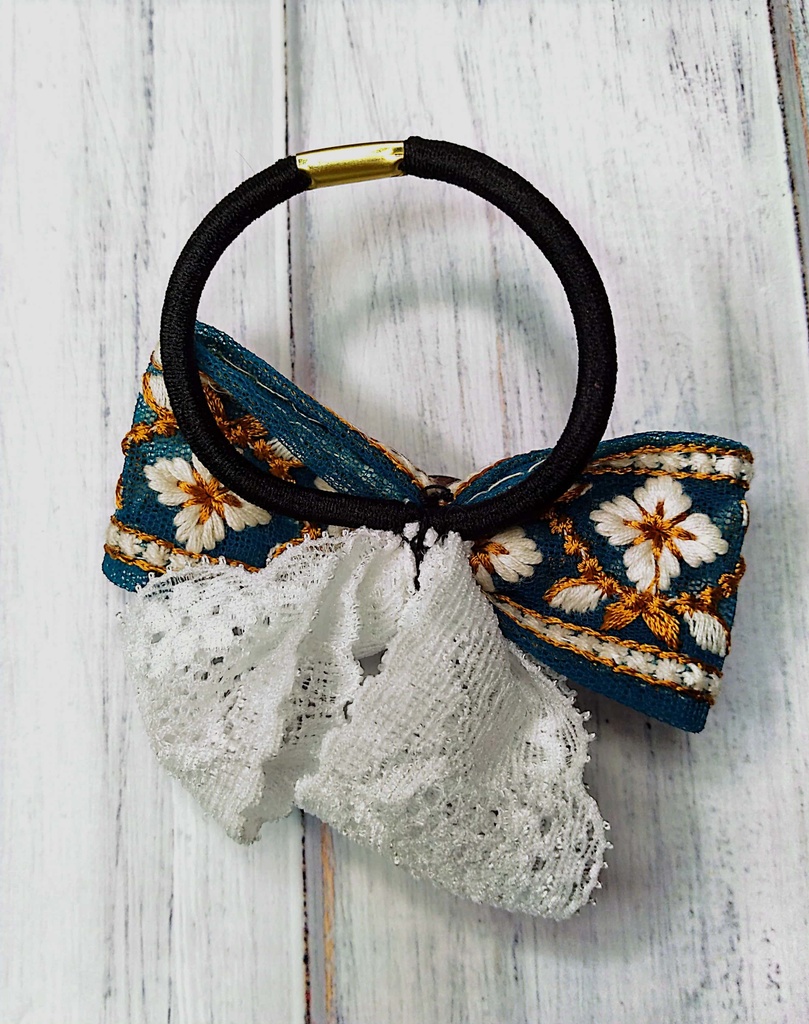 インド刺繍リボンヘアゴム《5月の風》