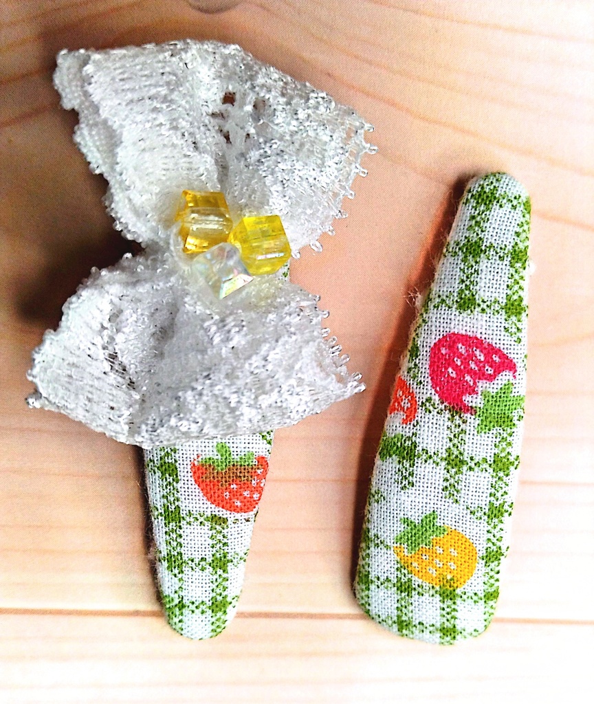 【2点セット】リボンパッチン留め《週末の散歩道》