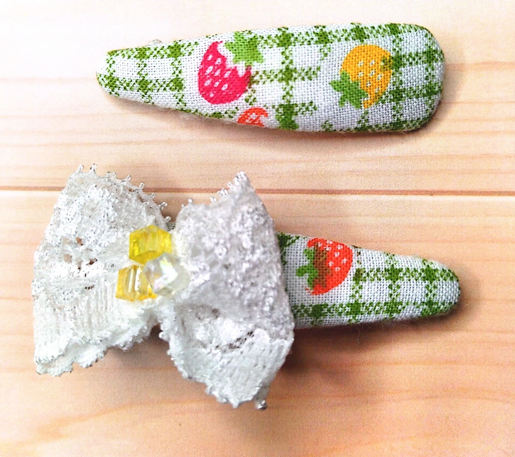 【2点セット】リボンパッチン留め《週末の散歩道》