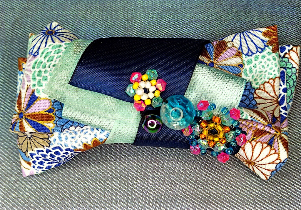 和柄リボンバレッタ《夏を染め上げる》