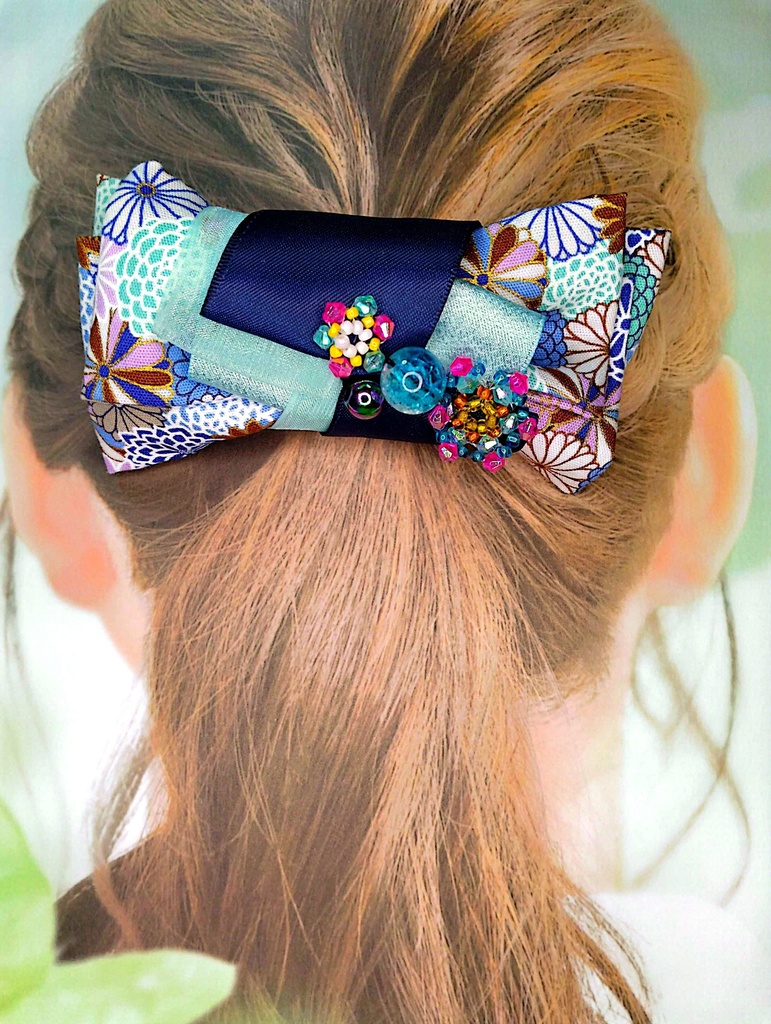 和柄リボンバレッタ《夏を染め上げる》