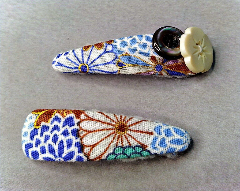 【2個セット】和柄リボンパッチン留め《宵闇と君と帰り道》