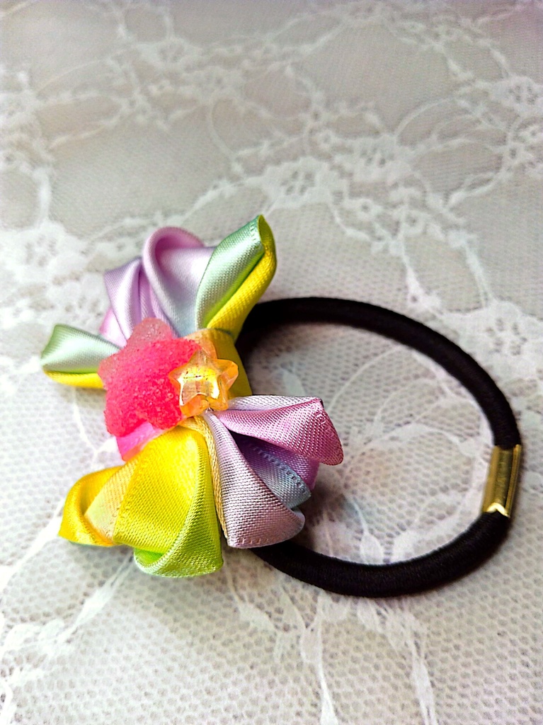 リボンヘアゴム《虹色の希望》