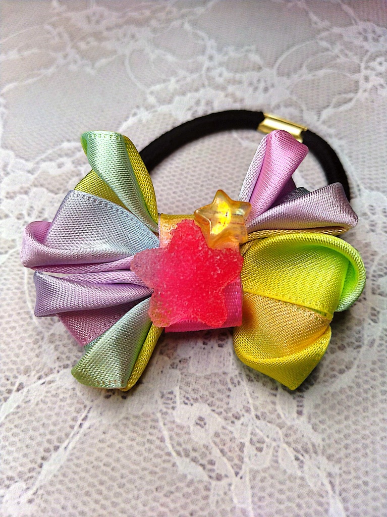 リボンヘアゴム《虹色の希望》