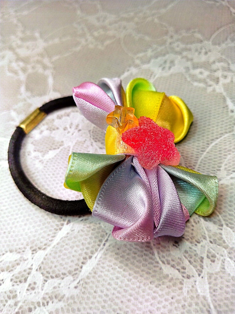 リボンヘアゴム《虹色の希望》