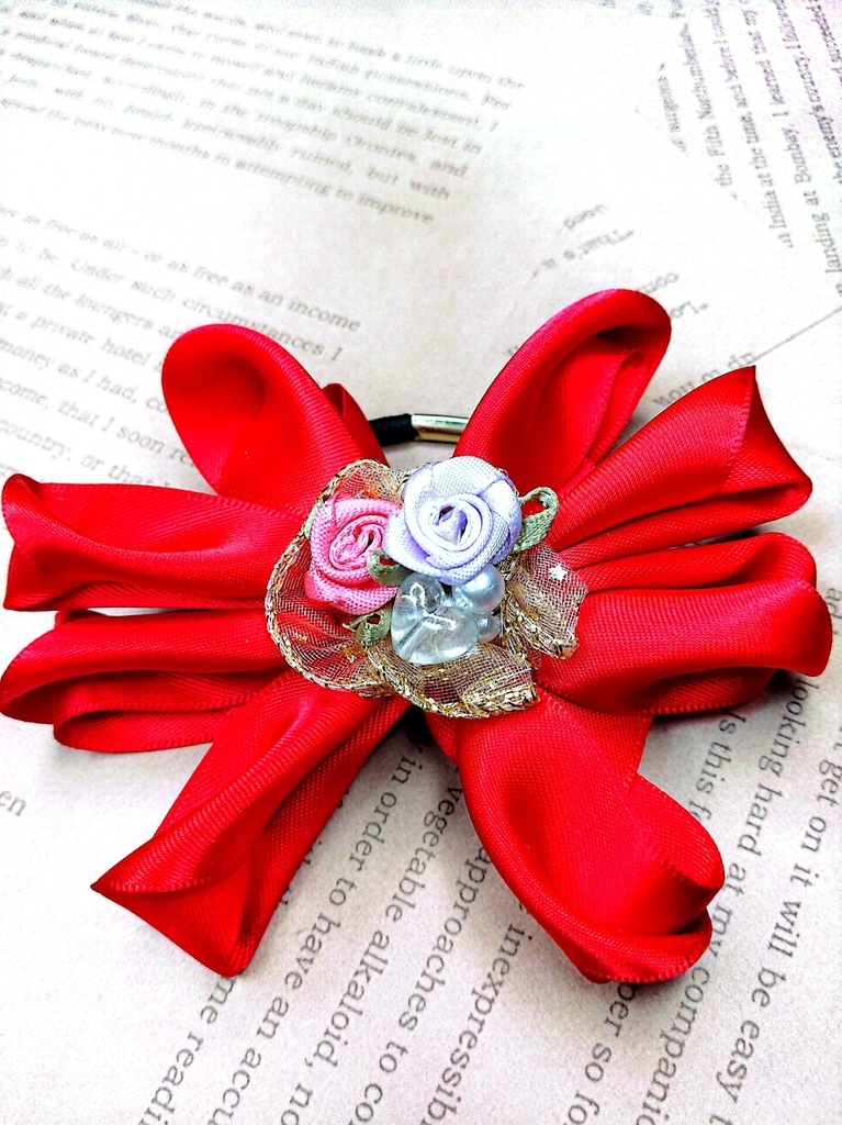 リボンヘアゴム《情熱の花束》