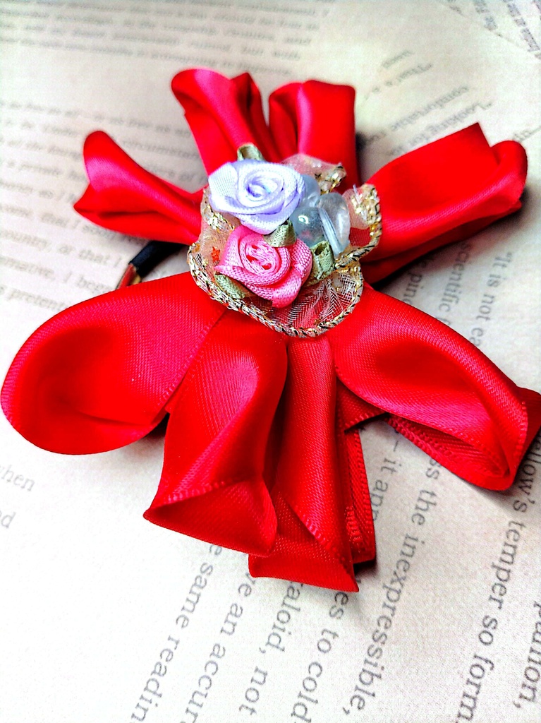 リボンヘアゴム《情熱の花束》