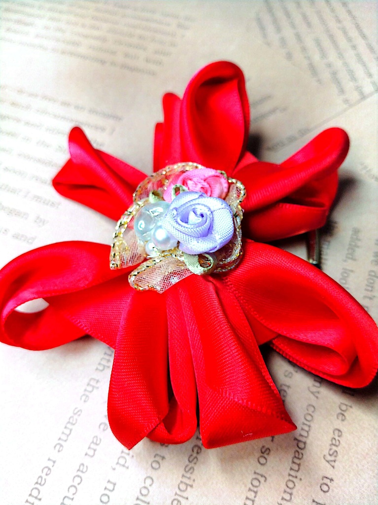 リボンヘアゴム《情熱の花束》