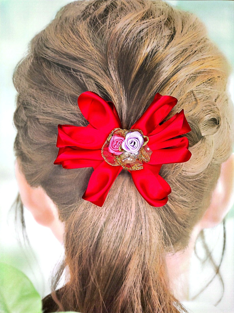 リボンヘアゴム《情熱の花束》