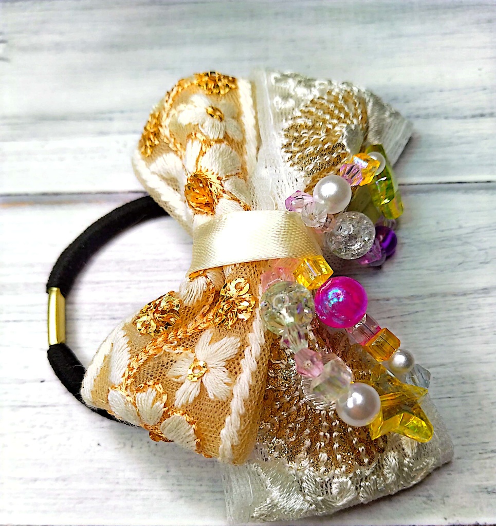 インド刺繍リボンヘアゴム《今昔KAWAII物語》