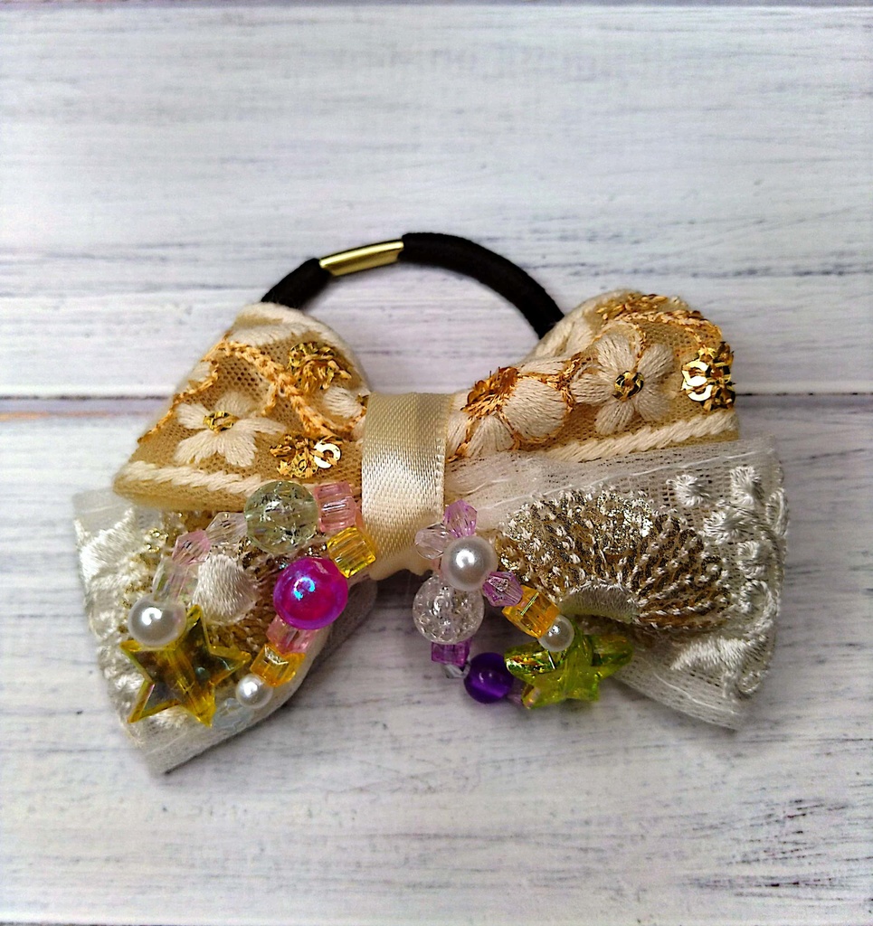 インド刺繍リボンヘアゴム《今昔KAWAII物語》