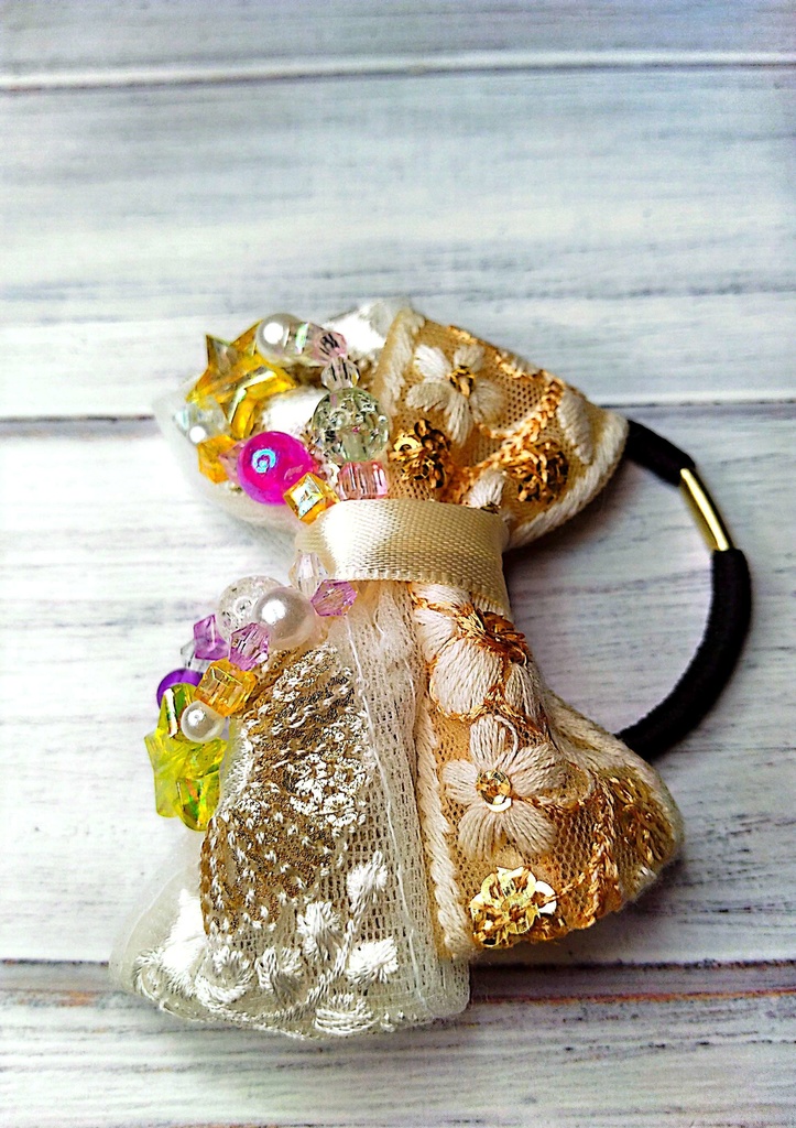 インド刺繍リボンヘアゴム《今昔KAWAII物語》