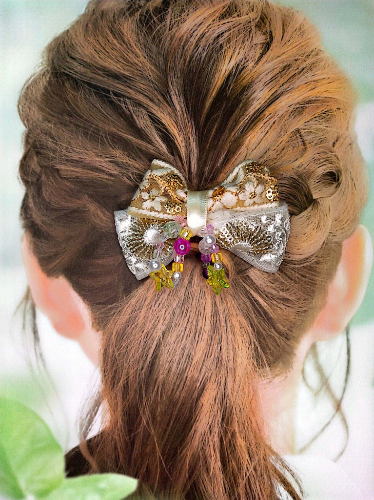 インド刺繍リボンヘアゴム《今昔KAWAII物語》