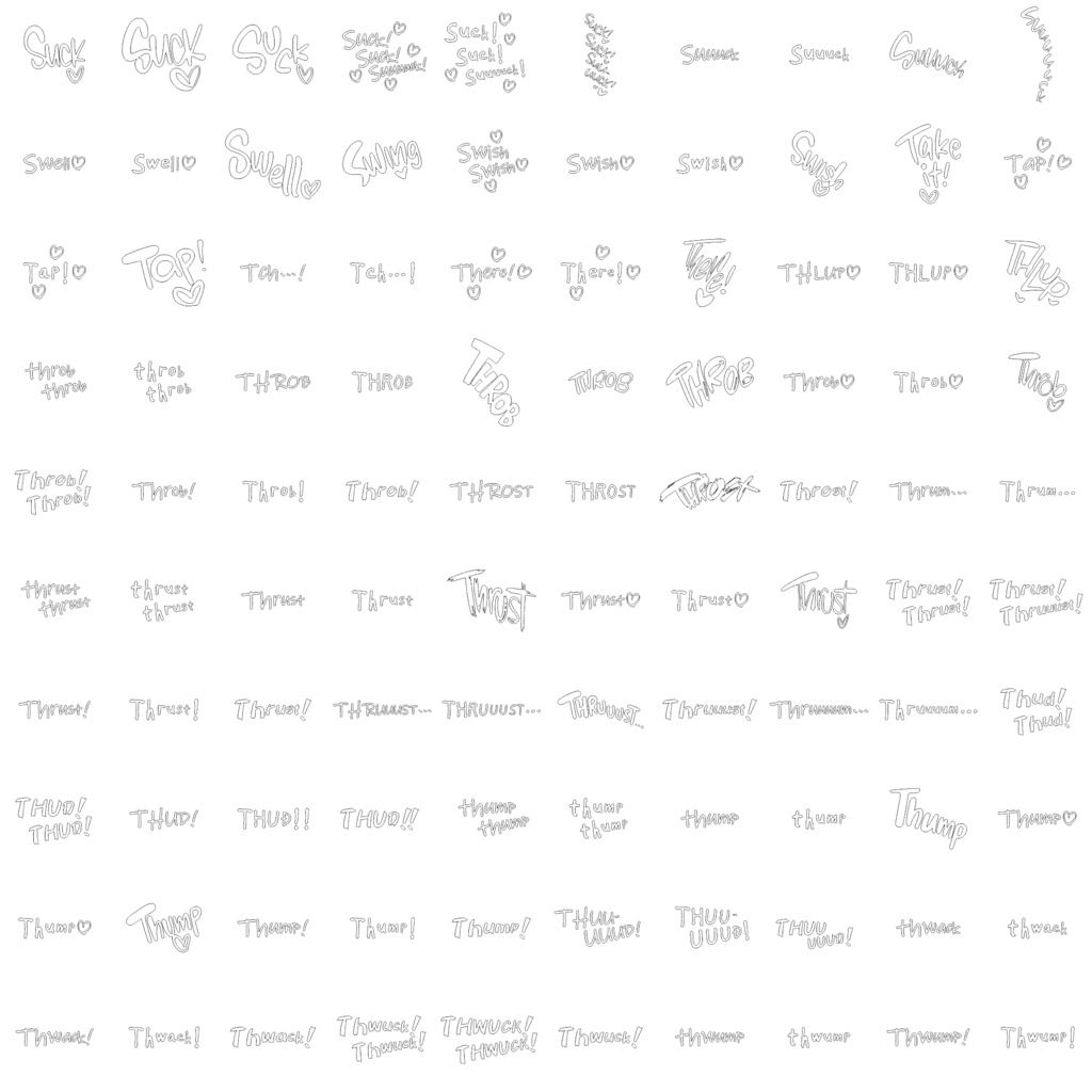 Collection of Erotic Sound Effects (Onomatopoeia) over 3,500 items! 英語版エッチ漫画用オノマトペ集 3500種類以上!