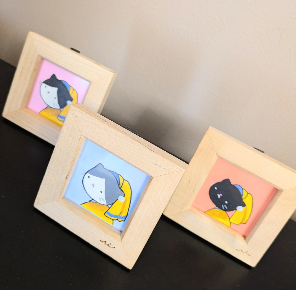 ミニ原画●真珠のネコチアン 「クロ」