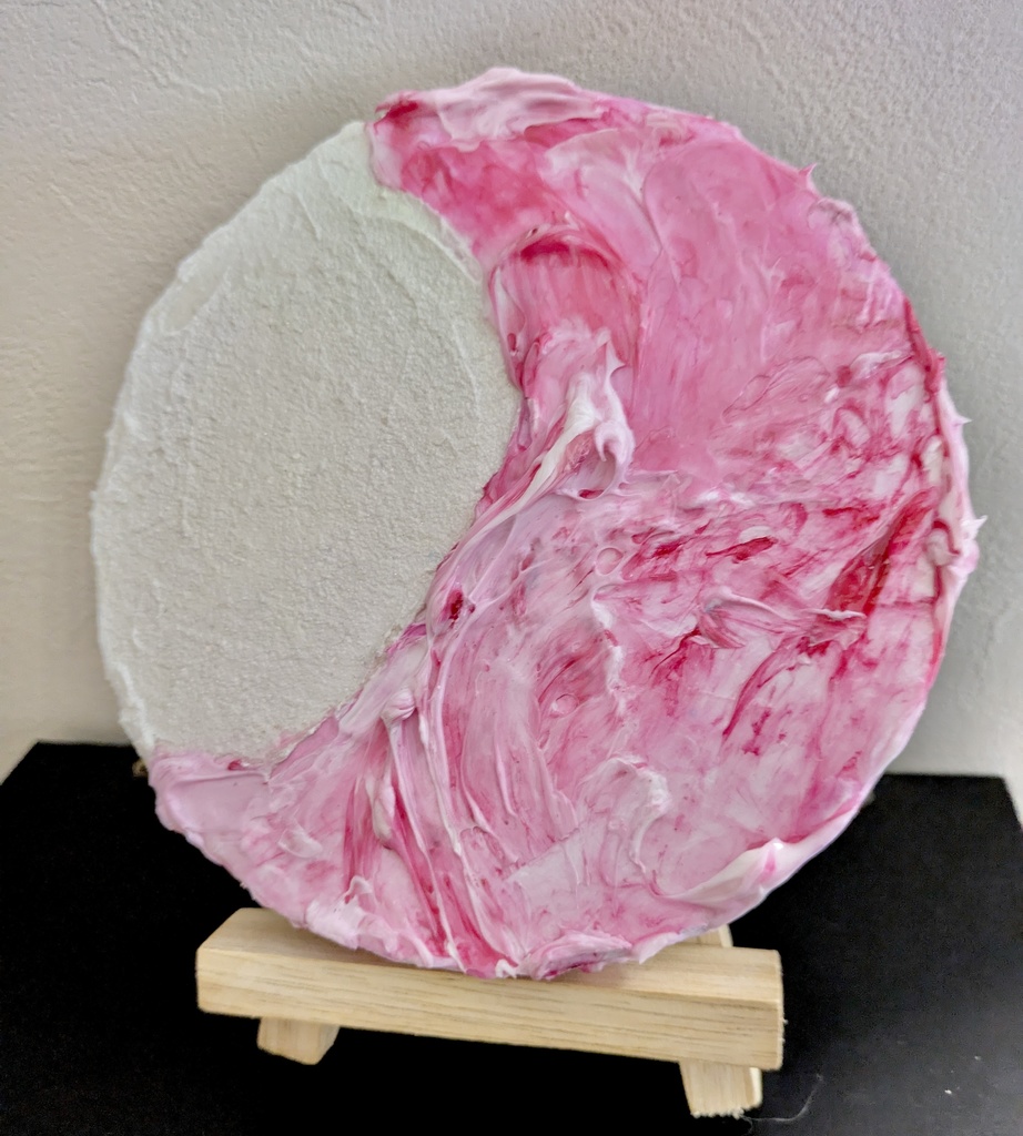 円形キャンバス原画 「roosa   kuu」