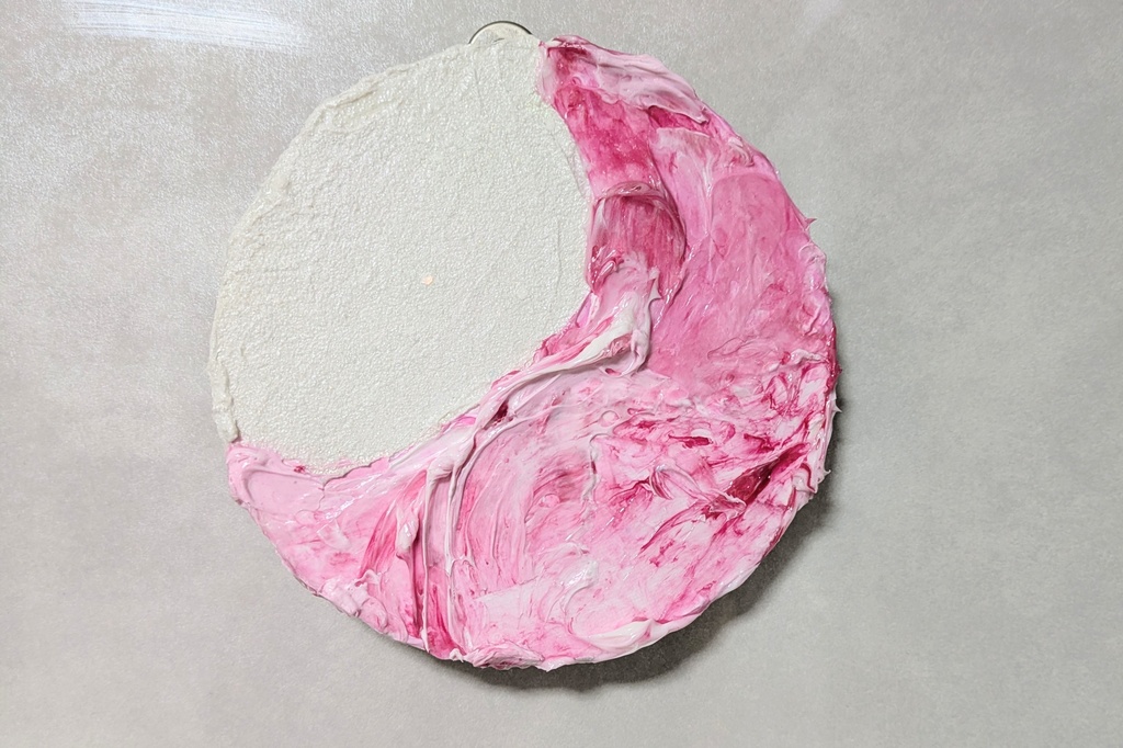 円形キャンバス原画　「roosa   kuu」