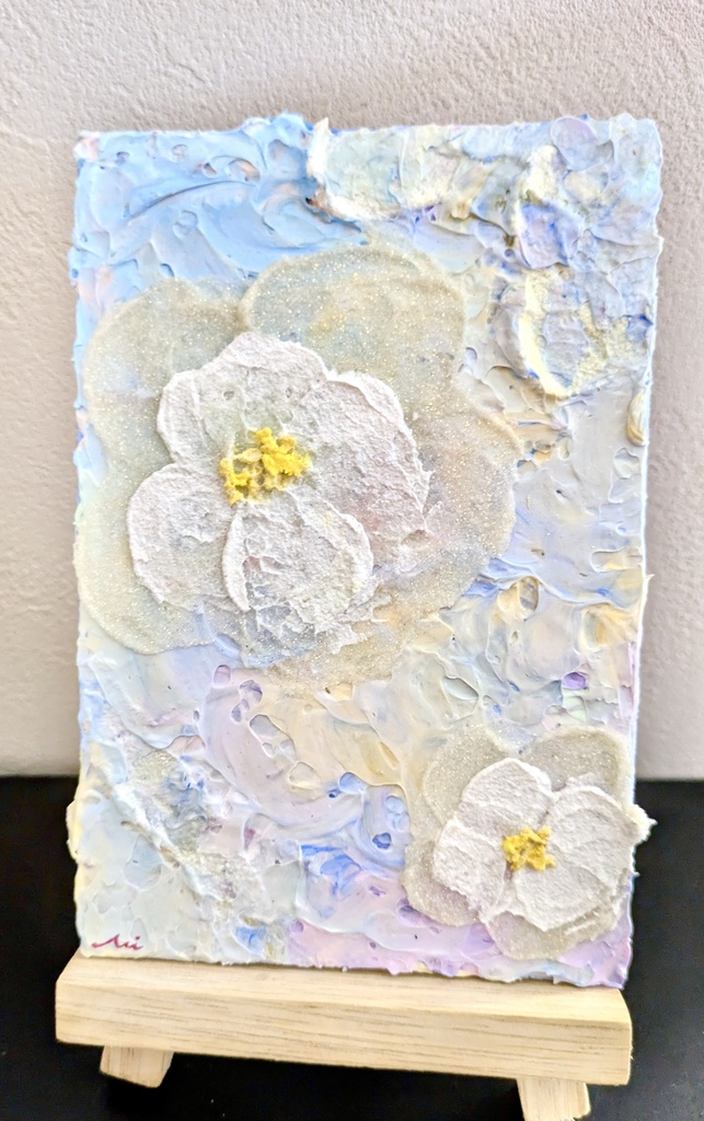 キャンバス原画 「flowers」ブルー