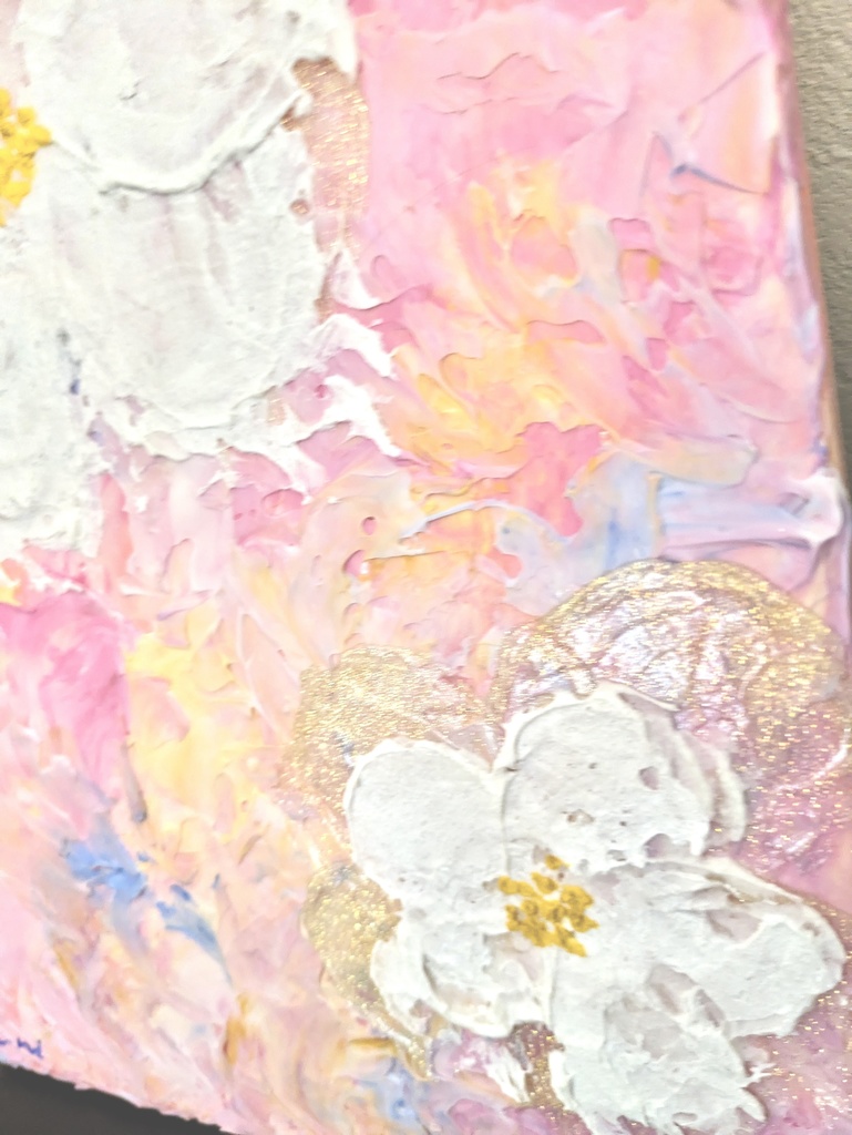 キャンバス原画 「flowers 」ピンク